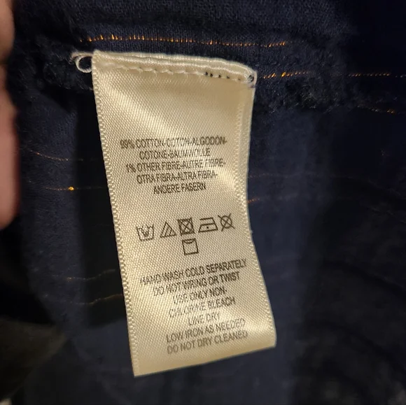 Anthropologie Maeve Reston Blouse | Navy Gold Metallic‎ Stripe Large, Like New! - Picture 8 of 10